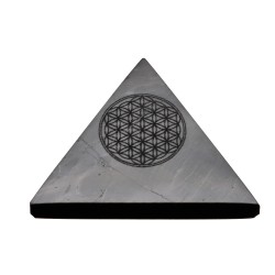 Piramide di Shungite Lucidata con Fiore della Vita 5x5cm