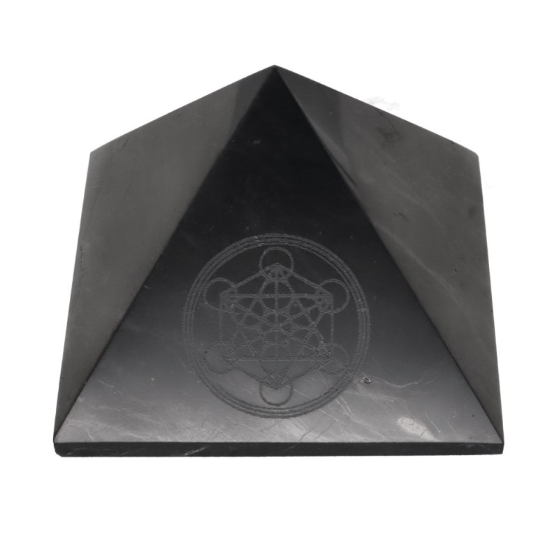 Piramide di Shungite Lucidata con Metatron 7x7cm