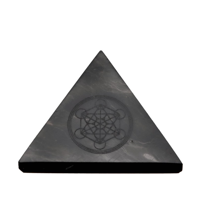 Piramide di Shungite Lucidata con Metatron 7x7cm