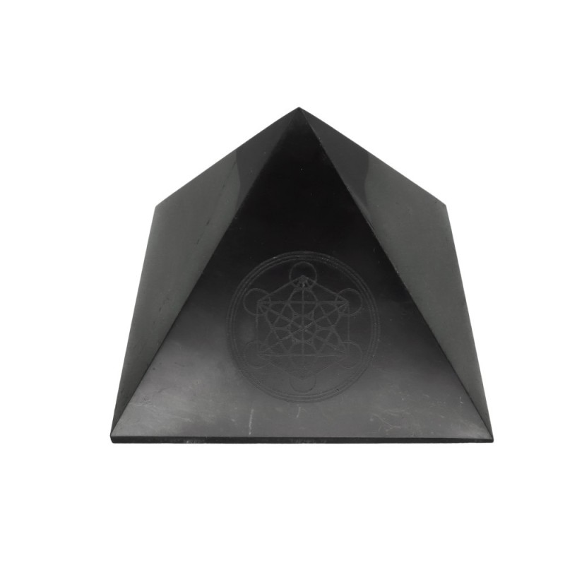 Piramide di Shungite Lucidata con Metatron 10x10cm