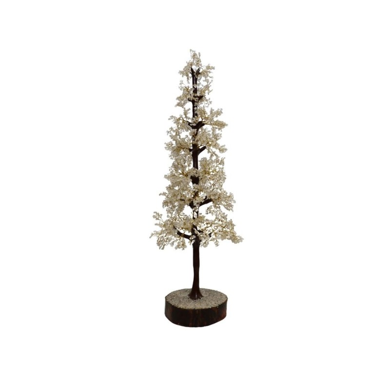 Albero di Quarzo Grande con Base in Legno