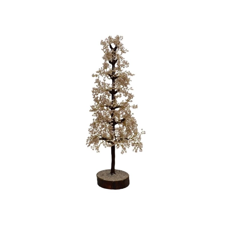 Albero di Quarzo Rosa Grande con Base in Legno