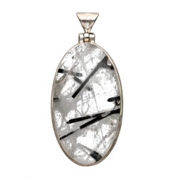 Pendente in Quarzo Turmalinato Casuale in Argento Sterling 925