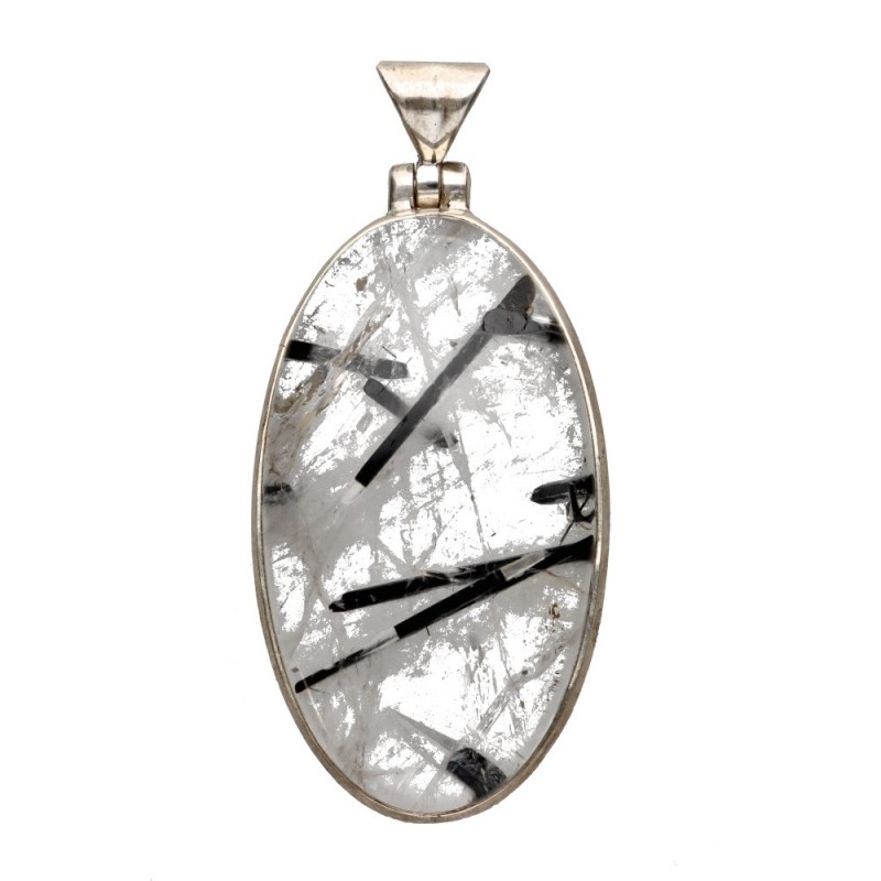Pendente in Quarzo Turmalinato Casuale in Argento Sterling 925