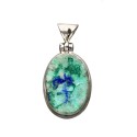 Colgante de Azurita con Malaquita Grande  Aleatorio en Plata de Ley 925