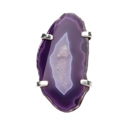 Anello in Agata Lilla Tinta in Bagno d'Argento