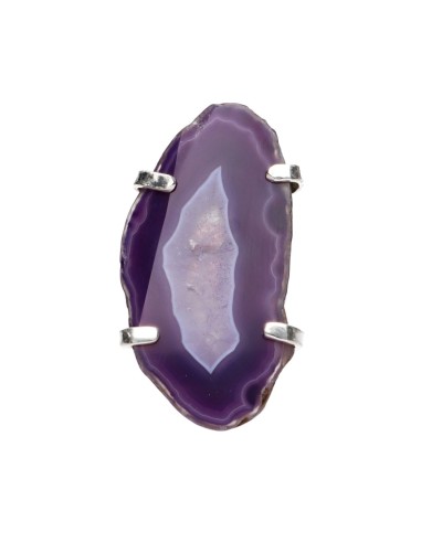 Silver Plated Dyed Lilac Agate Ring