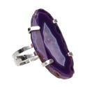 Silver Plated Dyed Lilac Agate Ring
