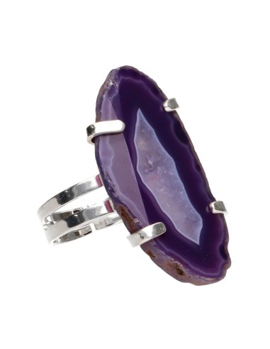 Silver Plated Dyed Lilac Agate Ring