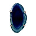 Blue Agate Ring Dyed in Silver Plating