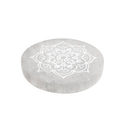 Piastra Circolare di Selenite Fiore Geometrico Extra