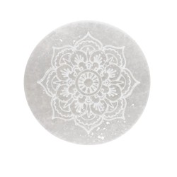 Piastra Circolare di Selenite Fiore Geometrico Extra