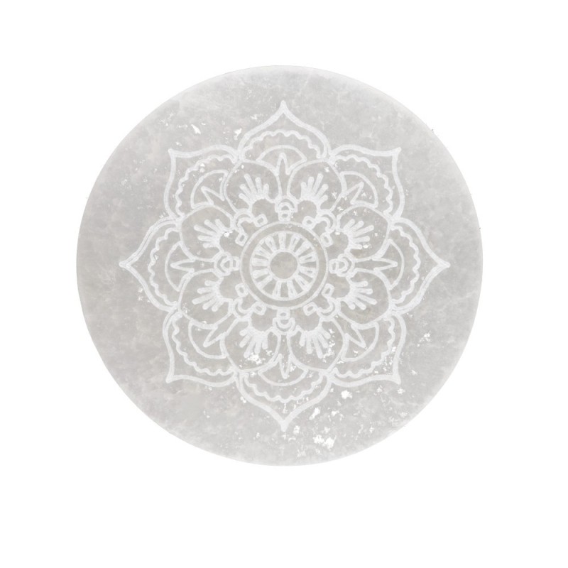 Piastra Circolare di Selenite Fiore Geometrico Extra