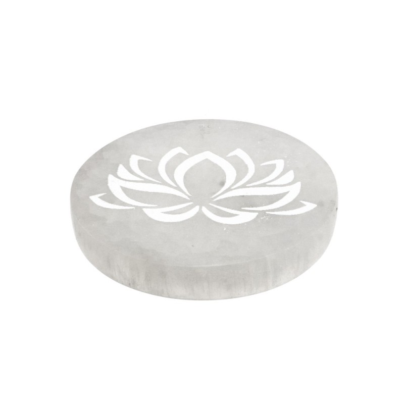 Piastra Circolare di Selenite Fiore di Loto Extra