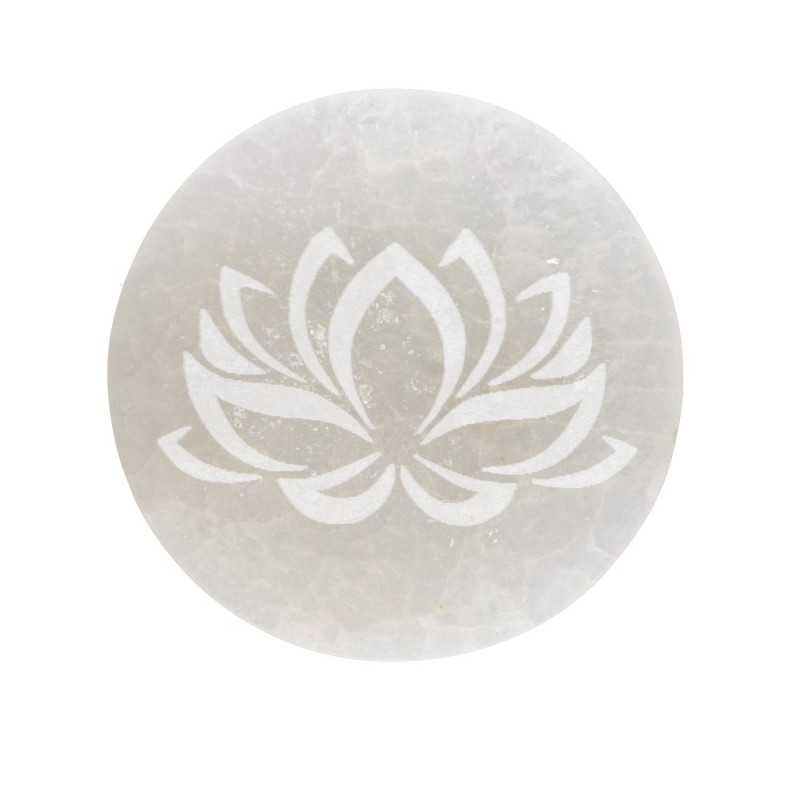 Piastra Circolare di Selenite Fiore di Loto Extra