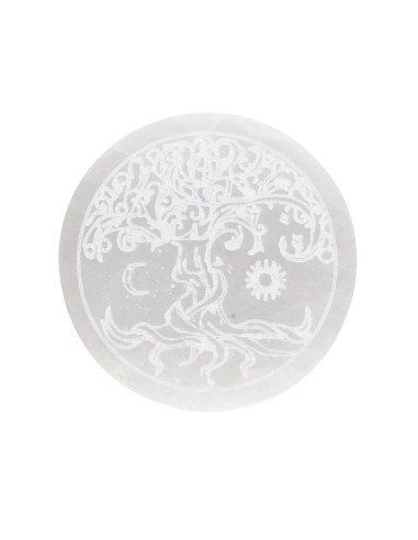 Placa circular de selenite Sol e Lua...