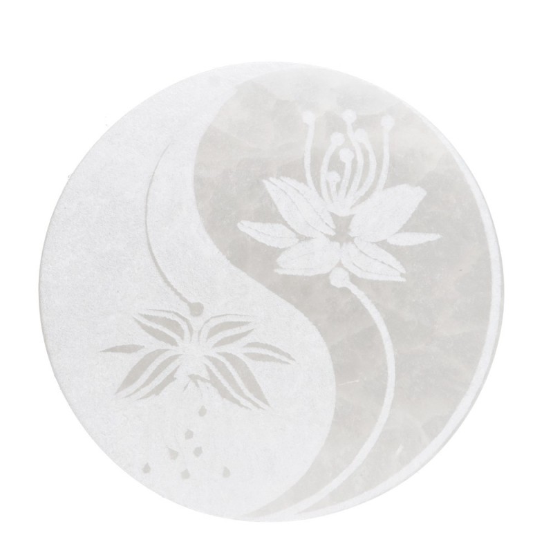 Piastra Circolare di Selenite Yin e Yang Extra