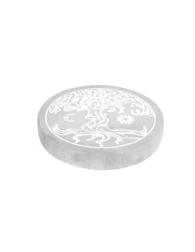 Placa circular de selenite Sol e Lua...