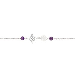 Witch's Knot and Tetragrammaton with Amethyst Bracelet in 925 Sterling Silver