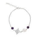 Witch's Knot and Tetragrammaton with Amethyst Bracelet in 925 Sterling Silver