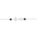 Witch Knot and Tetragrammaton Bracelet with Jet in Sterling Silver 925
