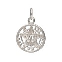 Nó de bruxa e Tetragrammaton com pingente de ametista em prata de lei 925 envelhecida