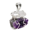 Quartz Pendant with Amethyst Druse in Silver Plating