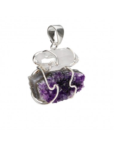 Quartz Pendant with Amethyst Druse in...