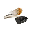 Anillo de Turmalina y Citrino en Bruto Plata de Ley