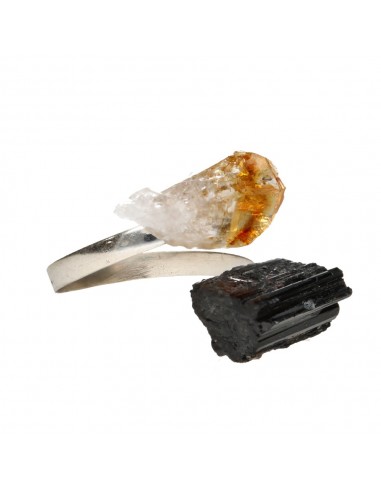 Anello di tormalina e citrino grezzi...