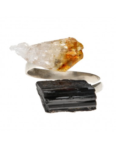Anello di tormalina e citrino grezzi...