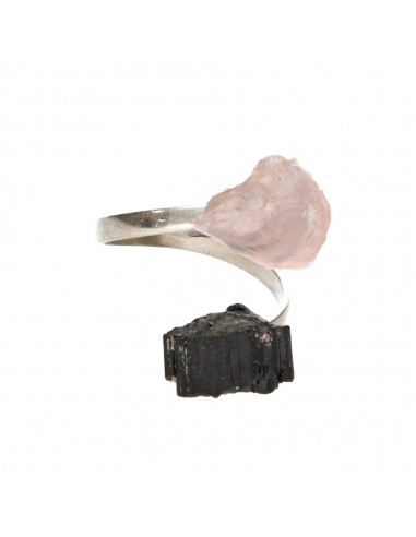 Anello di Tormalina e Quarzo Rosa in...