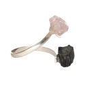 Anello in Tormalina e Quarzo Rosa Grezzo in Argento