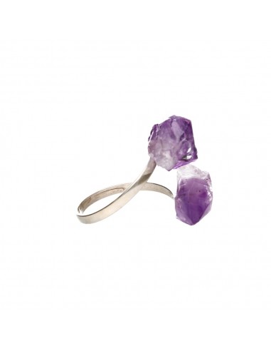 Anello di Ametista in Bruto di Argento