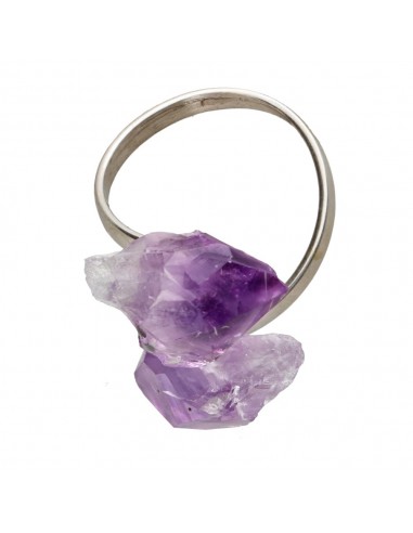 Anello di Ametista in Bruto di Argento
