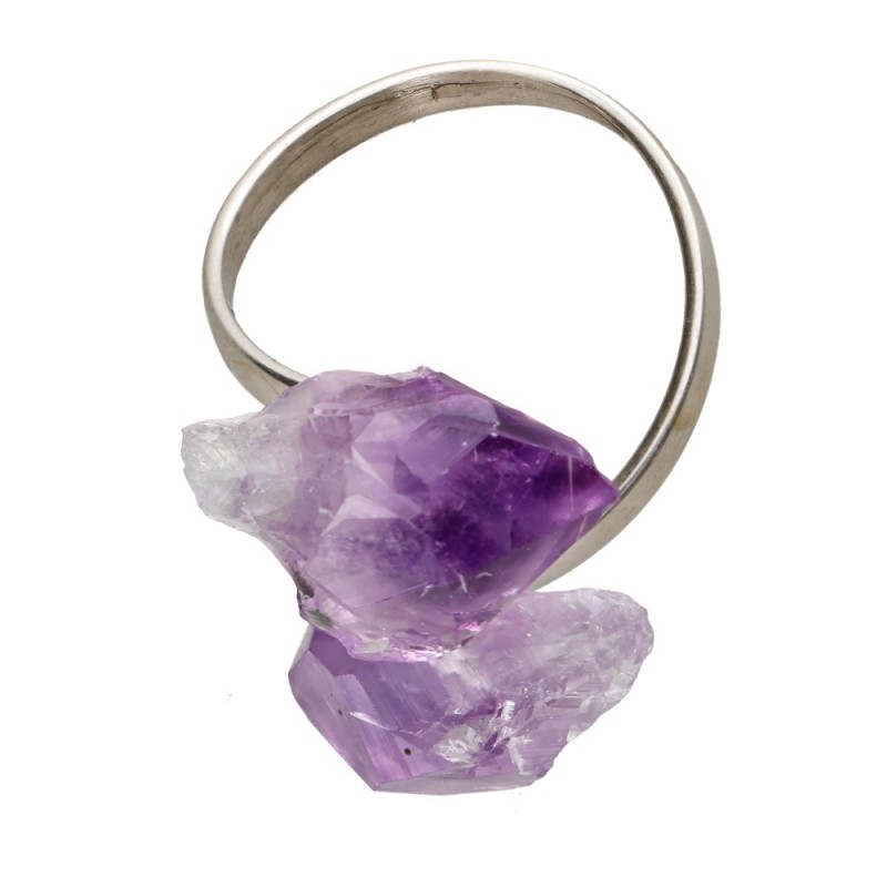 Anello in Amatista Grezza in Argento