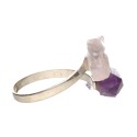 Anello di Ametista e Quarzo Rosa Grezzo in Argento