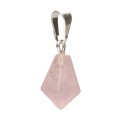 Colgante de Cuarzo Rosa Punta Cónica en Baño de Plata