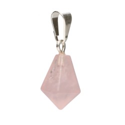 Pendente in Quarzo Rosa Punta Conica con Bagno d'Argento