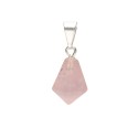 Colgante de Cuarzo Rosa Punta Cónica en Baño de Plata