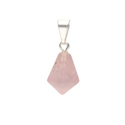 Pendente in Quarzo Rosa Punta Conica con Bagno d'Argento