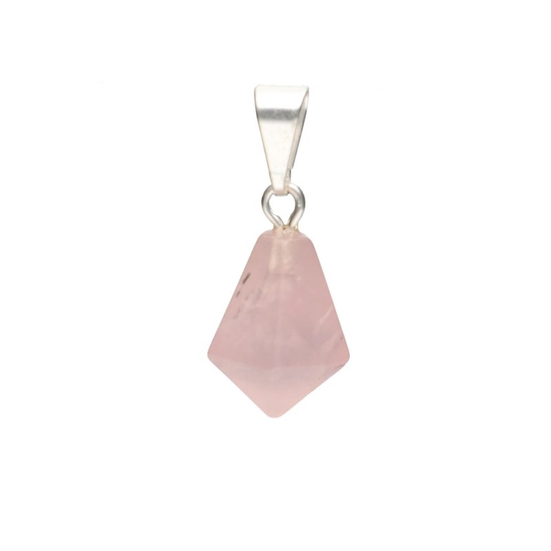 Pendente in Quarzo Rosa Punta Conica con Bagno d'Argento