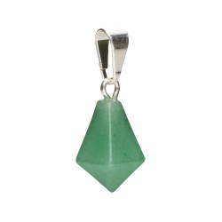 Pendente in Quarzo Verde a Punta Conica con Bagno d'Argento