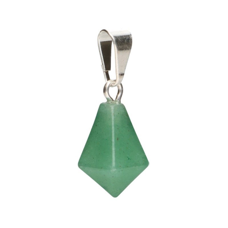 Pendente in Quarzo Verde a Punta Conica con Bagno d'Argento