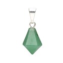 Colgante de Cuarzo Verde de Punta Cónica en Baño de Plata