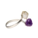 Anello in Amatista e Citrino Grezzo in Argento