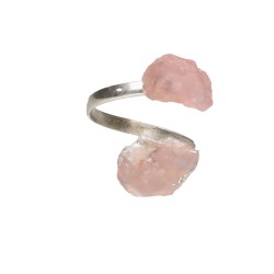 Anello in Quarzo Rosa Grezzo in Argento