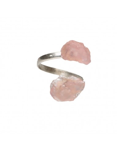 Anillo de Cuarzo Rosa en Bruto Plata