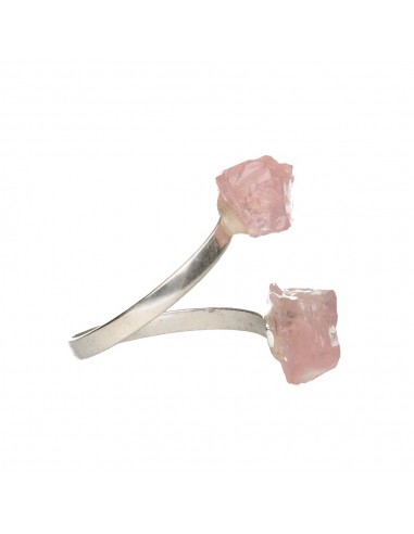 Anello di quarzo rosa grezzo in argento