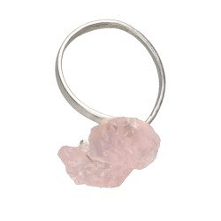 Anillo de Cuarzo Rosa en Bruto Plata de Ley